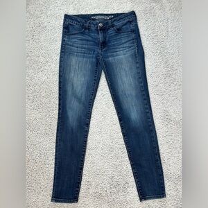 American Eagle Jeans Womens 6 Super Stretch Jegging Dark Wash Denim Basic Casual